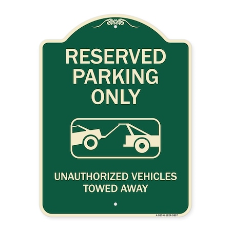 Signmission Designer Series-Resident Parking Unauthorized Vehicles Towed Away With Gr, 24" x 18", G-1824-9897 A-DES-G-1824-9897